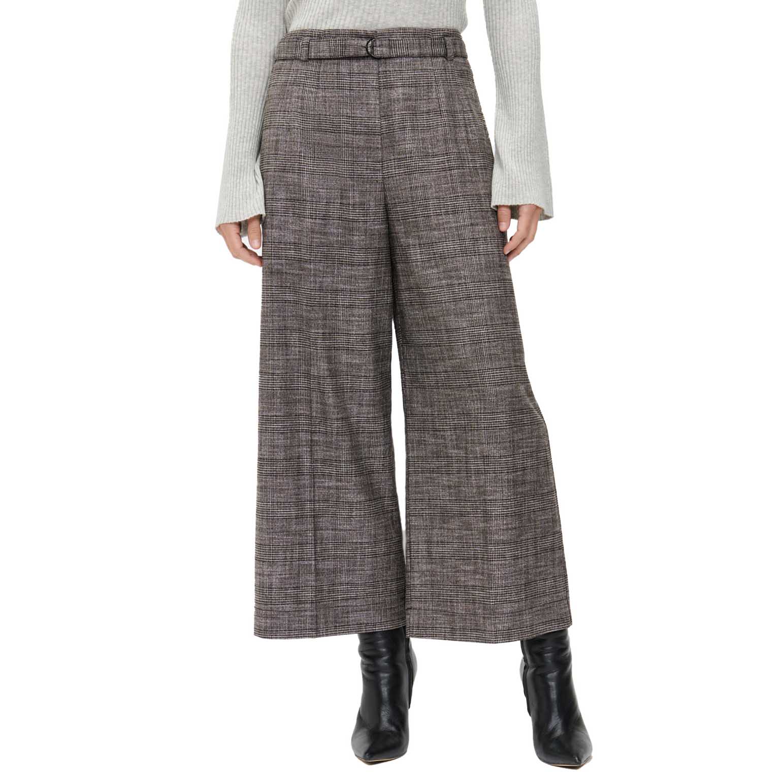Veronika Maine European Check Belted Cropped Pant